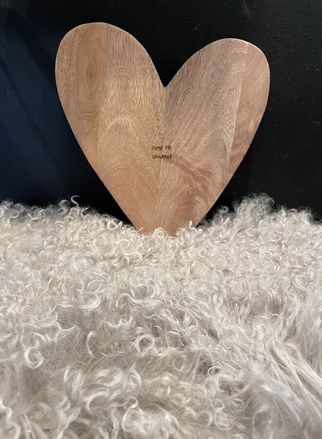 Zusss borrelplank hout hartje time to sparkle naturel