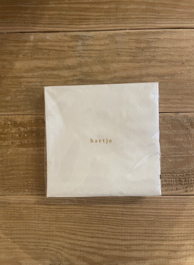 Zusss servetten vierkant hartje wit/goud