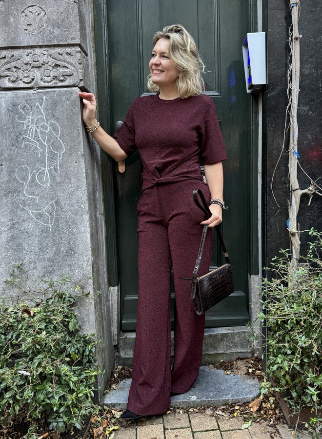 Dante6 noemia lurex pants dark cherry