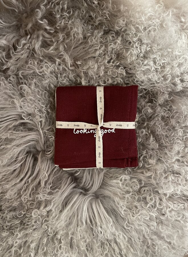 Zusss set van 2 vaatdoekjes hartje zand/port