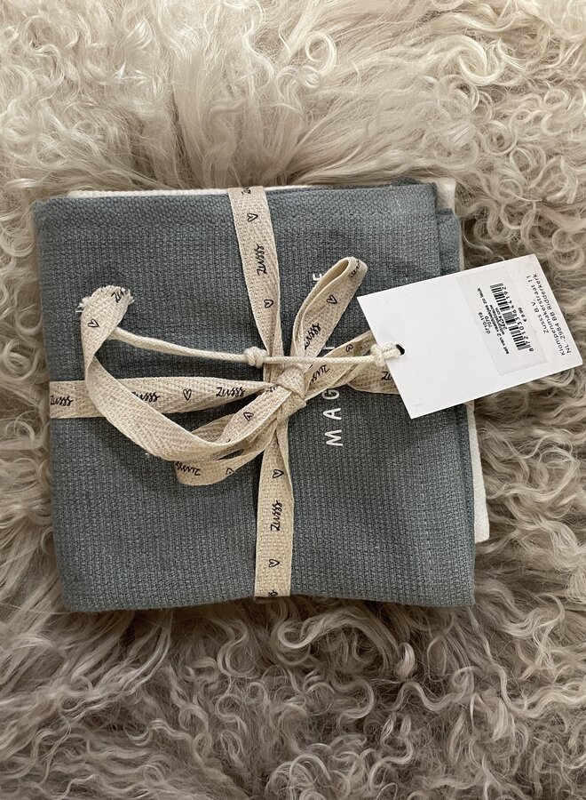 Zusss set van 2 vaatdoekjes zo leuk wit/grijsblauw