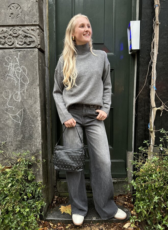 SF cille ls knit high neck grey