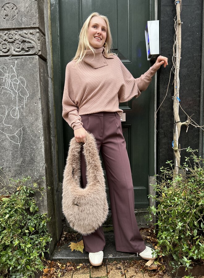 Yaya batwing sweater with collar blush pink