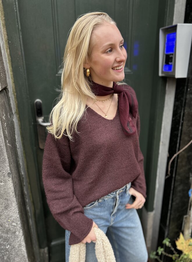 Yaya v-neck sweater long sleeves fudge purple