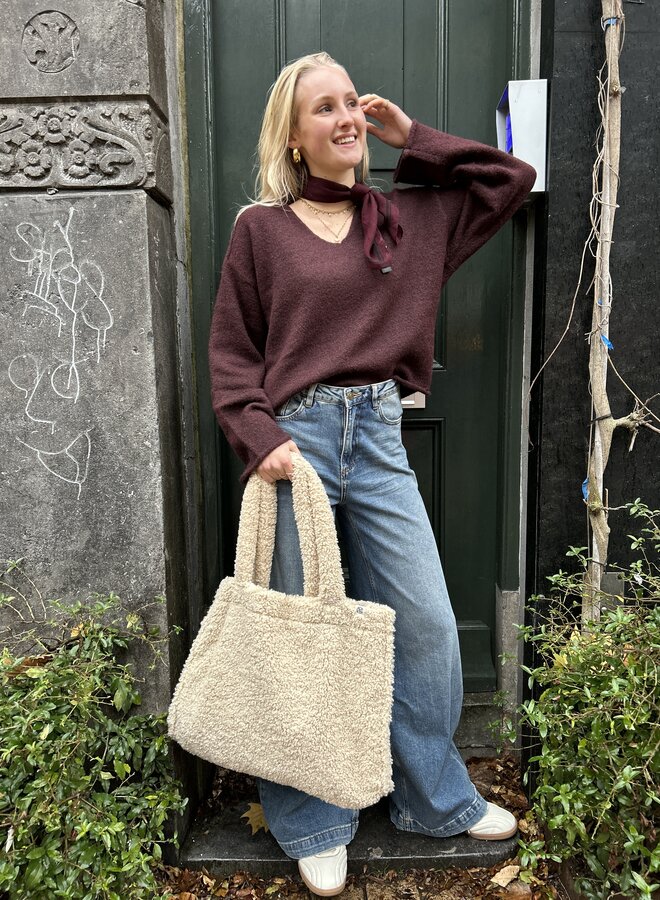 Yaya v-neck sweater long sleeves fudge purple