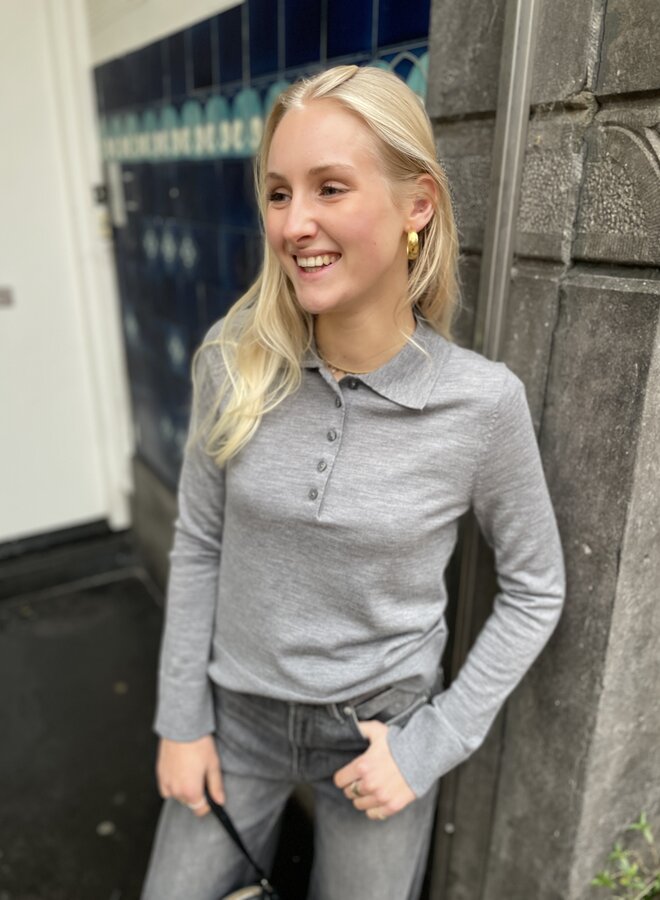 SF thea ls knit merino collar neck noos grey