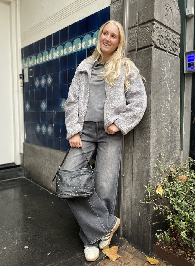 SF thea ls knit merino collar neck noos grey