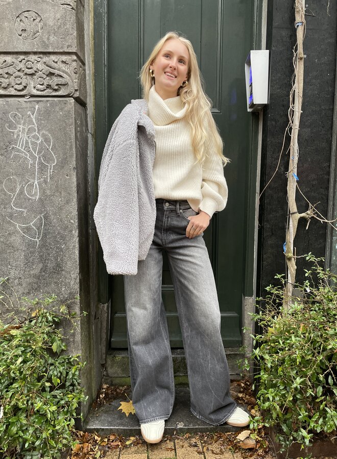 Yaya knitted sweater balloon sleeves wool white