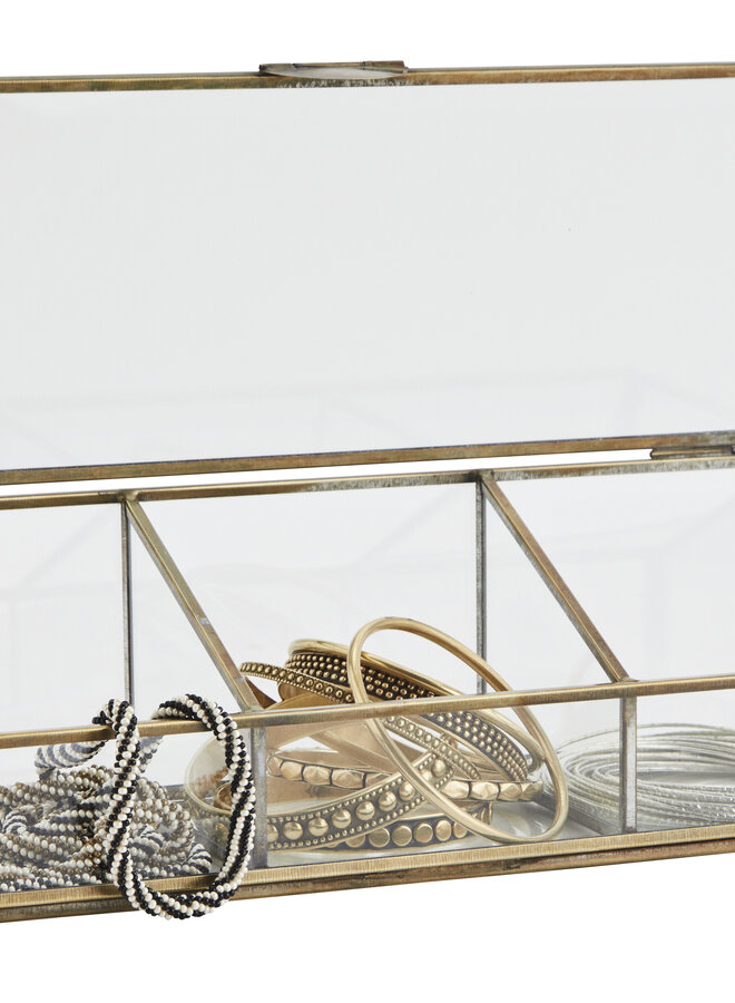 Madam Stoltz glass box partitioned 30x10x9cm