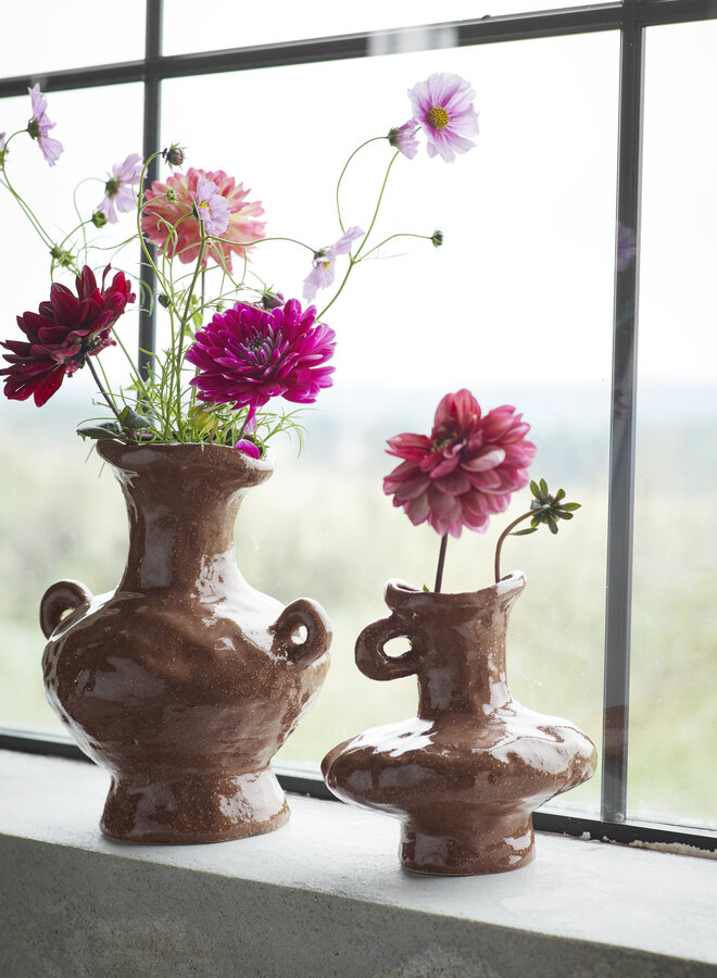 Madam Stoltz stoneware vase dia 24xh26.5 cm brown M