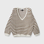 10days thin v-neck knit sweater ecru/dark truffle