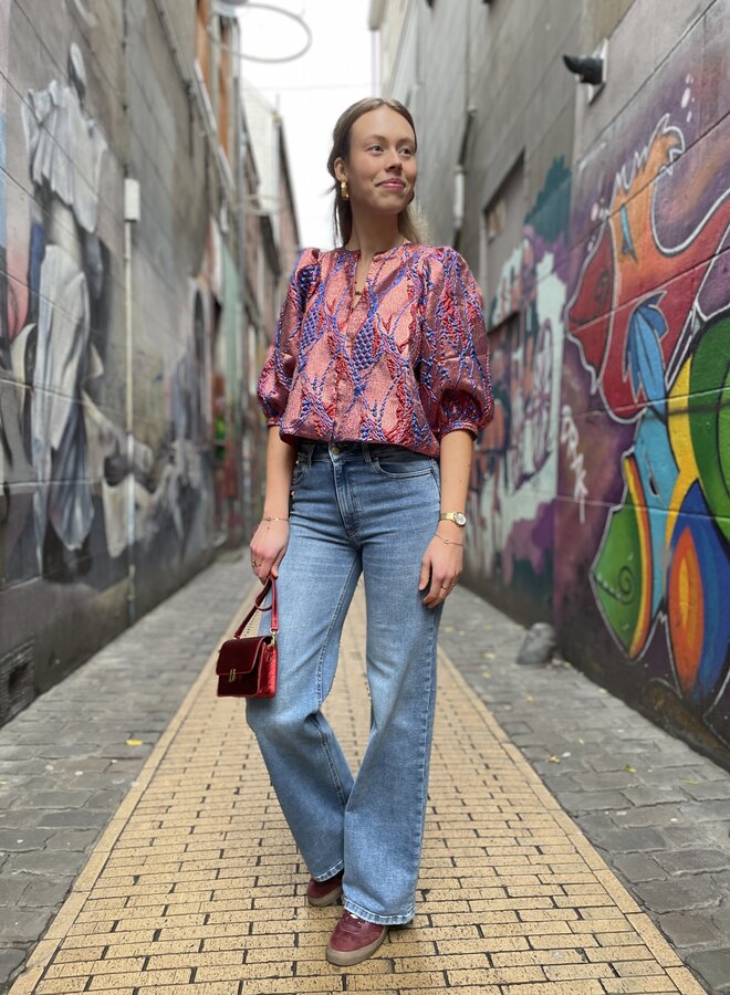 By Bar mauri jacquard blouse coral