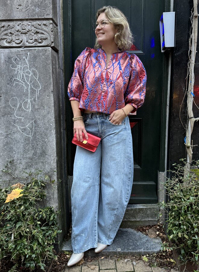 By Bar mauri jacquard blouse coral