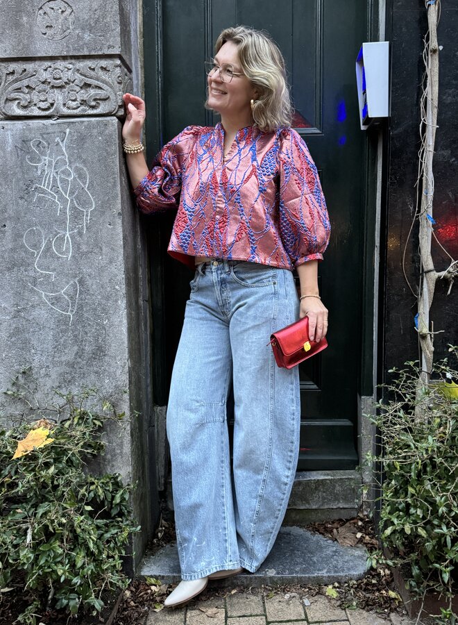 By Bar mauri jacquard blouse coral