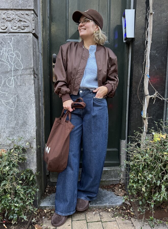 SF lulu sl button o-neck vest cashmere blue