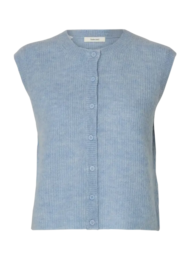 SF lulu sl button o-neck vest cashmere blue