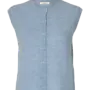 SF lulu sl button o-neck vest cashmere blue