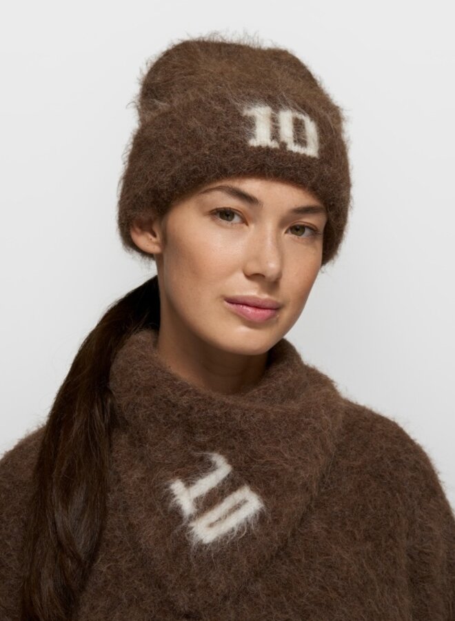 10days hairy knit beanie dark truffle