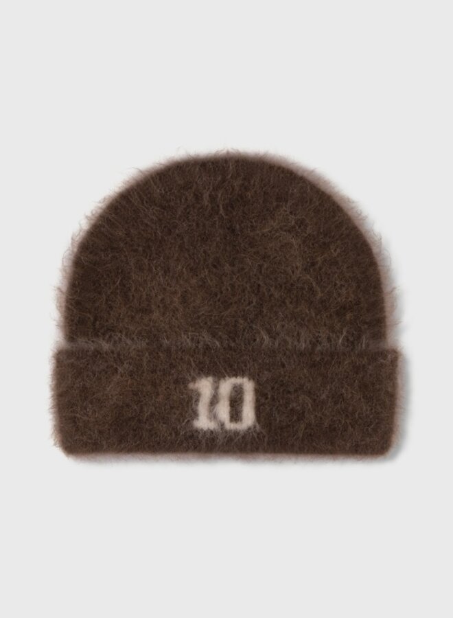10days hairy knit beanie dark truffle
