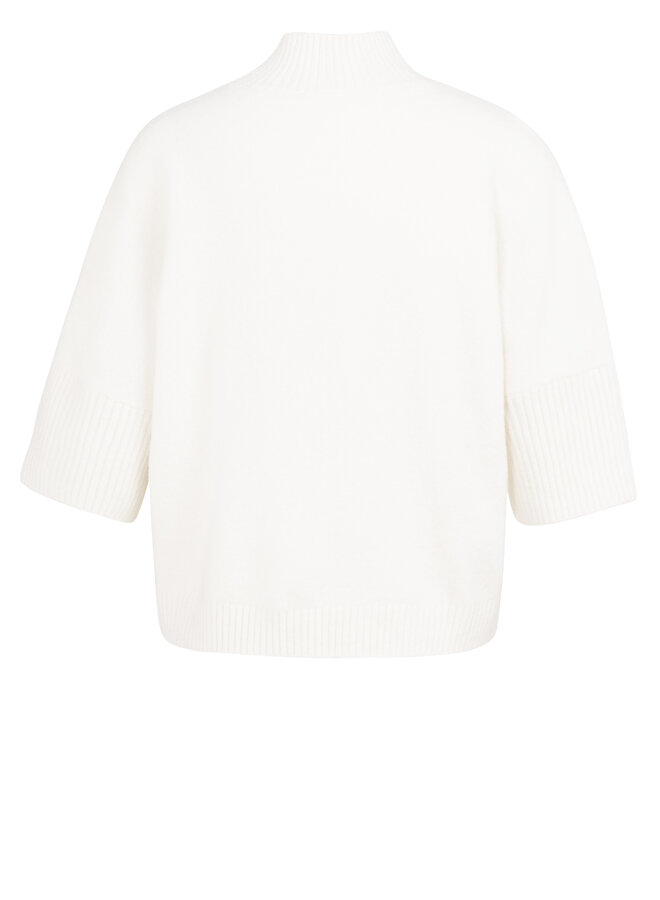 Yaya sweater with rib sleeves white