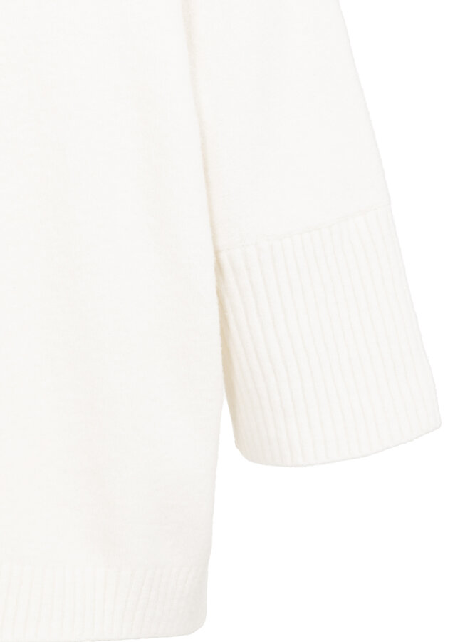 Yaya sweater with rib sleeves white