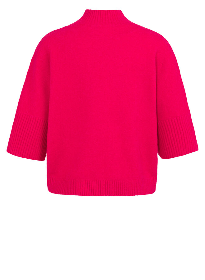 Yaya sweater with rib sleeves rose red
