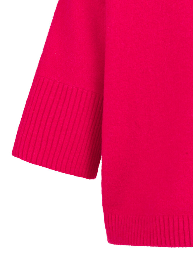 Yaya sweater with rib sleeves rose red