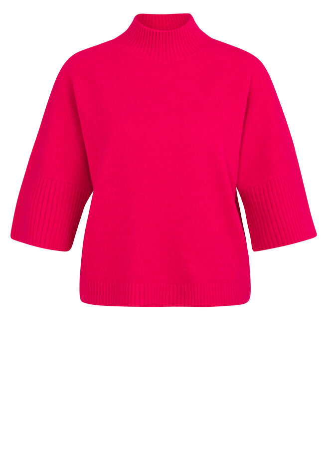 Yaya sweater with rib sleeves rose red