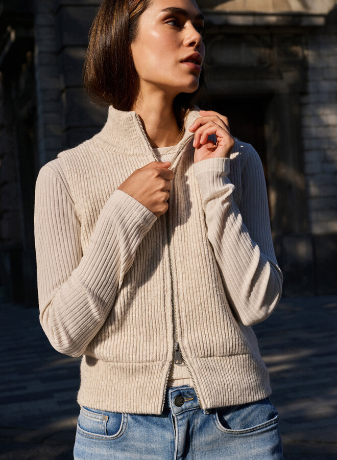 Yaya sleeveless vest with zipper grey