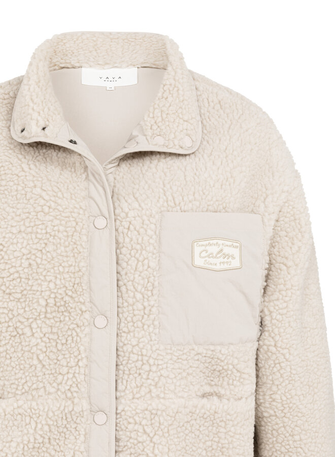YAYA teddy jacket with chest pocket grey
