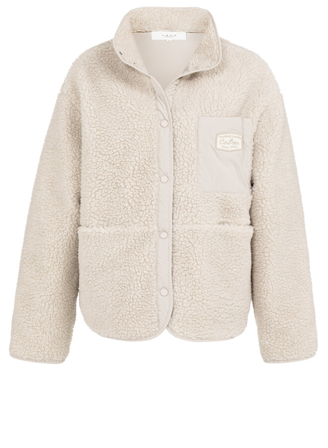 YAYA teddy jacket with chest pocket grey