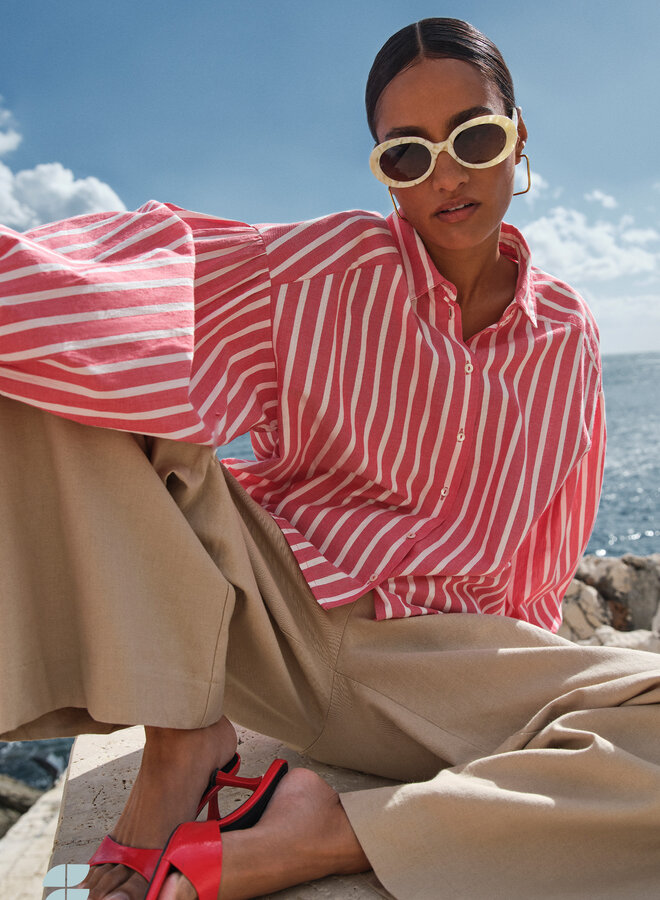 By Bar sarah short stripe blouse red