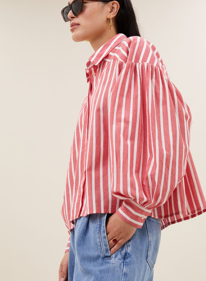 By Bar sarah short stripe blouse red
