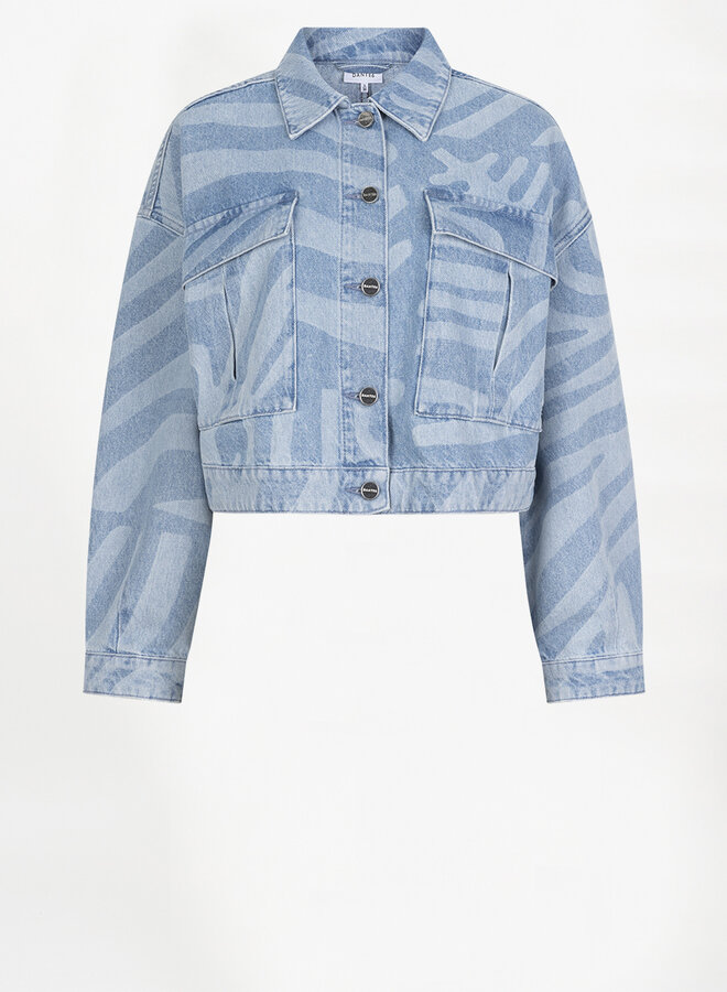 Dante6 spring printed denim jacket blue