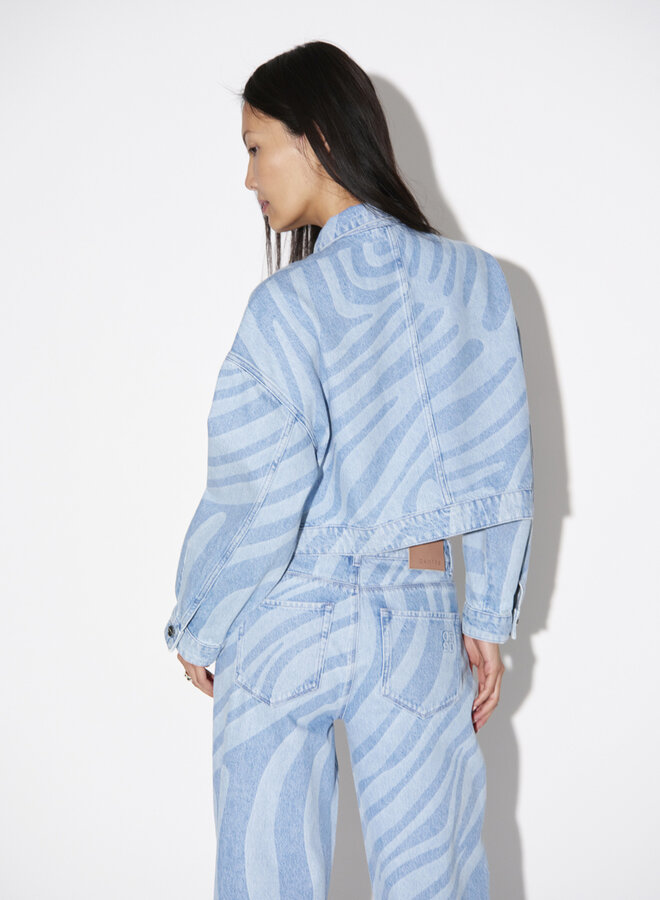 Dante6 spring printed denim jacket blue