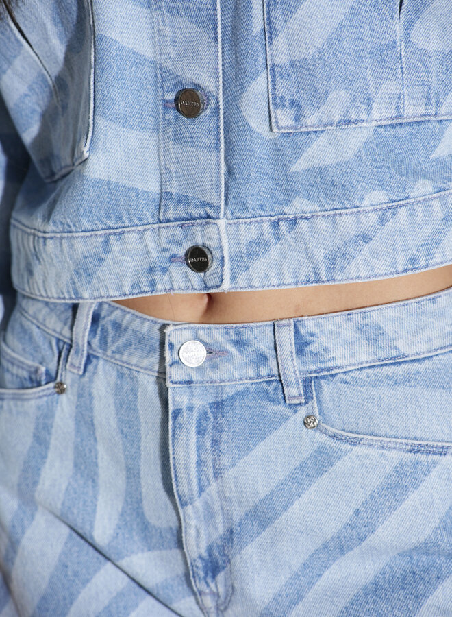 Dante6 spring printed denim jacket blue