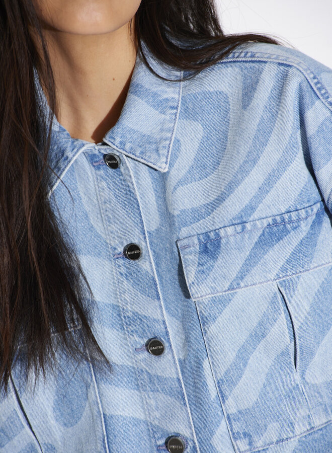 Dante6 spring printed denim jacket blue