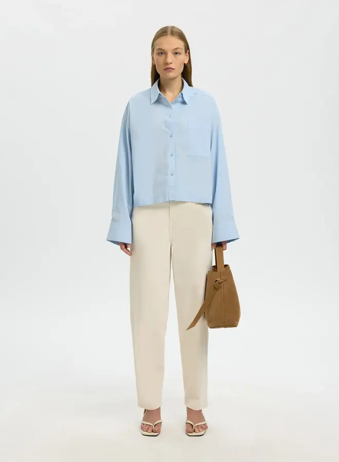 SF astha cropped boxy shirt cashmere blue