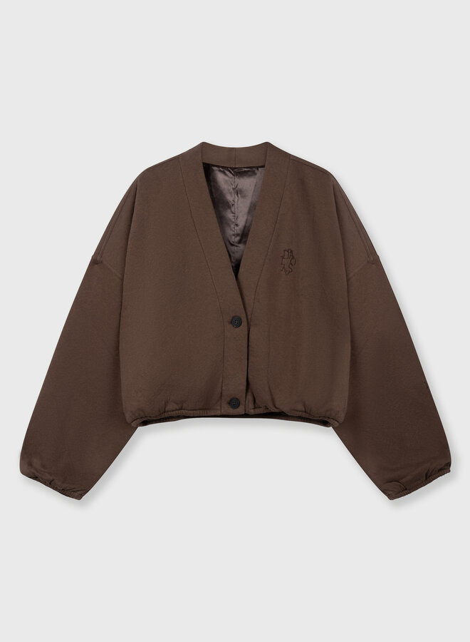10days cropped baseball cardigan dark truffle