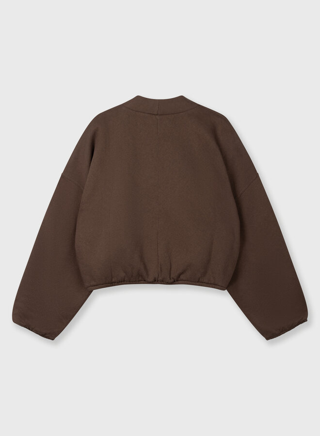 10days cropped baseball cardigan dark truffle