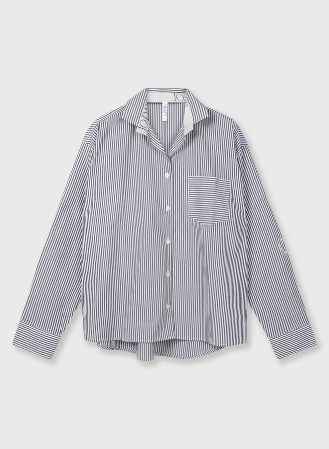 10DAYS shirt stripes white/charcoal