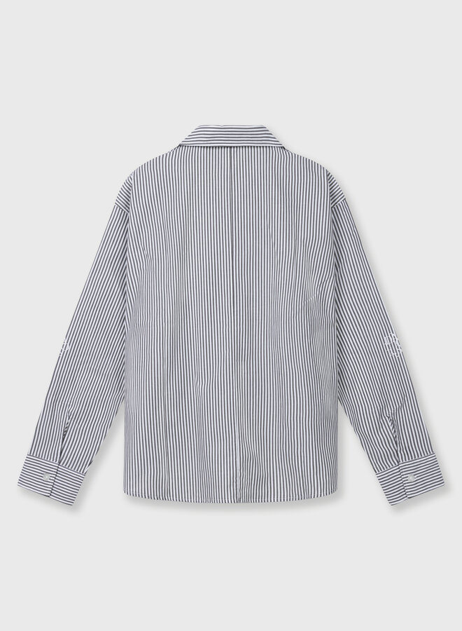 10DAYS shirt stripes white/charcoal