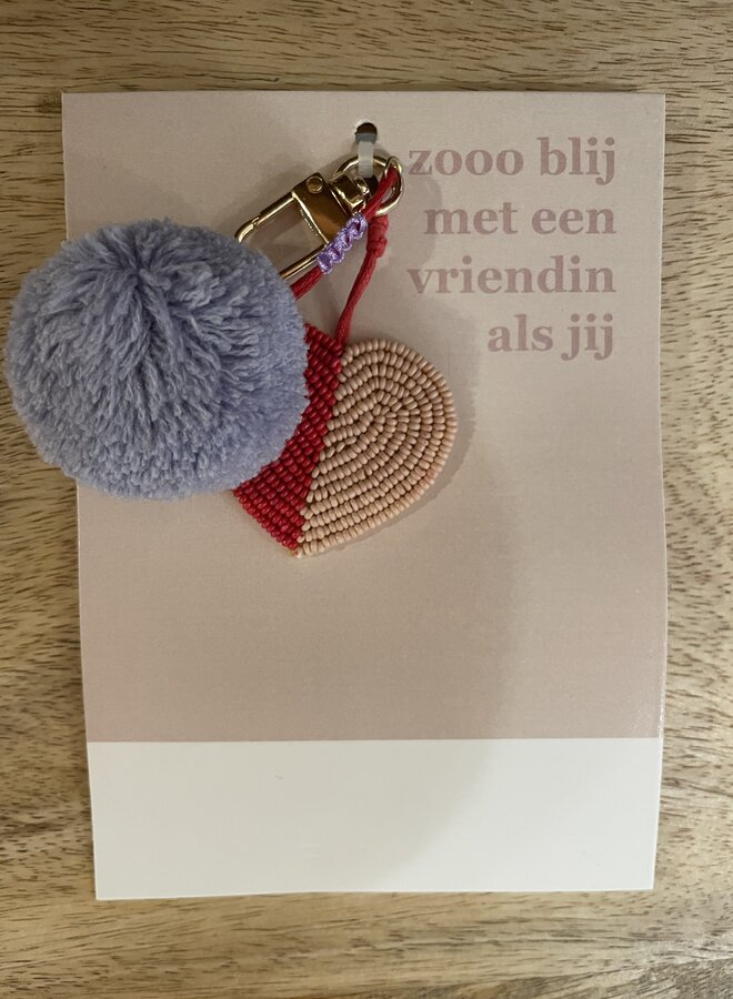 Zusss ansichtkaart tashanger pompon hart zo blij