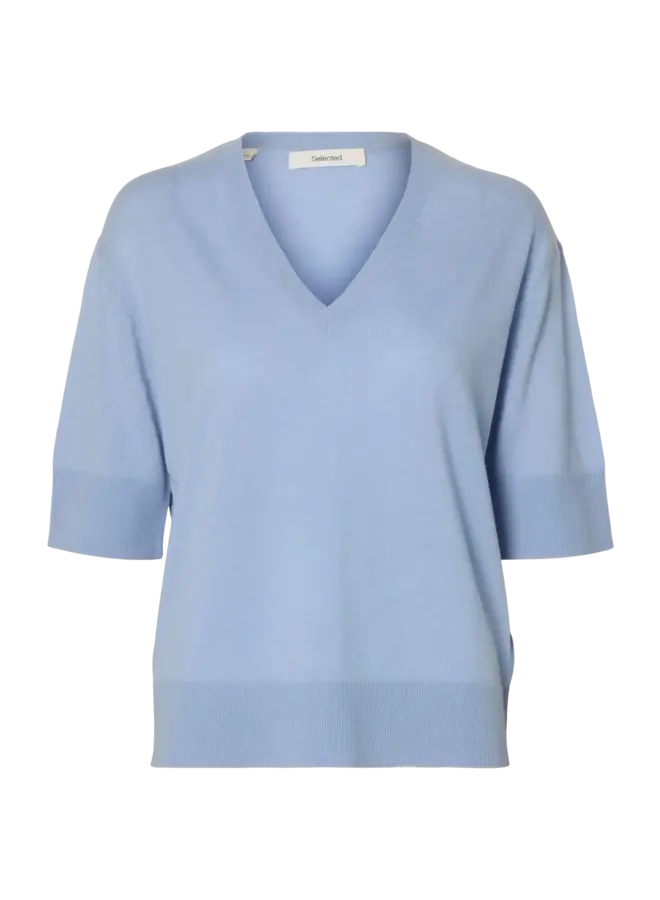 SF thea knit merino v-neck blue