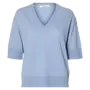 SF thea knit merino v-neck blue