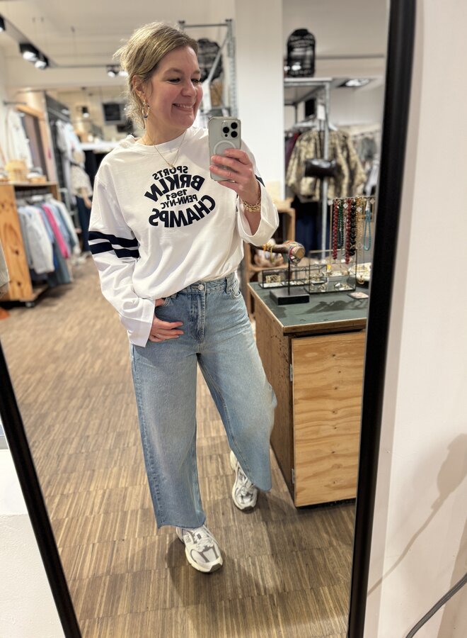 Penn&Ink S26F1807 longsleeve print white/navy