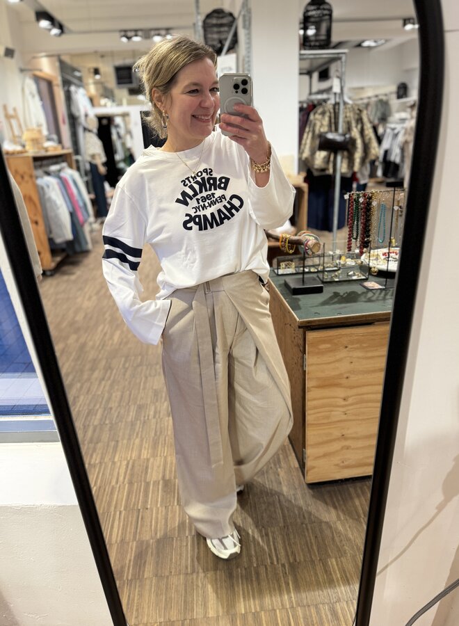 Penn&Ink S26F1807 longsleeve print white/navy