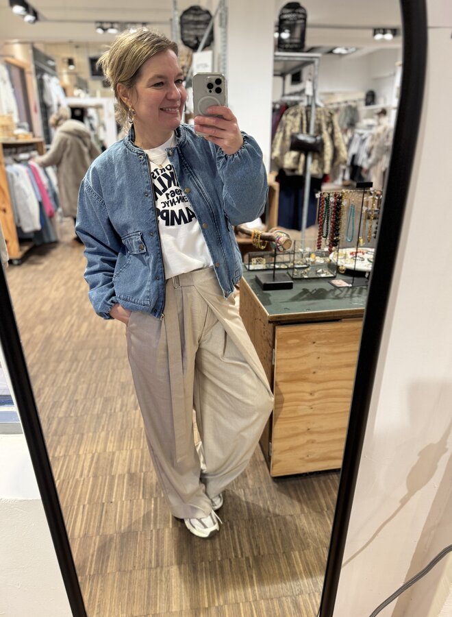 Penn&Ink S26F1807 longsleeve print white/navy