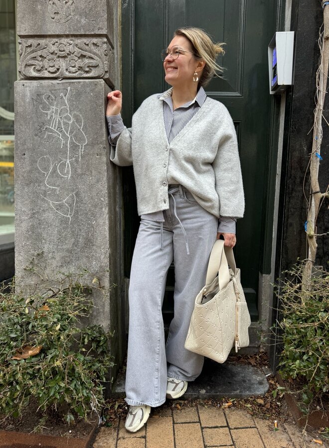 10DAYS shirt stripes white/charcoal