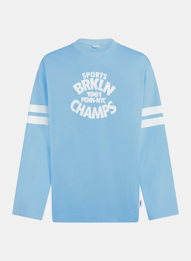 Penn&Ink S26F1807 longsleeve print ciel/white